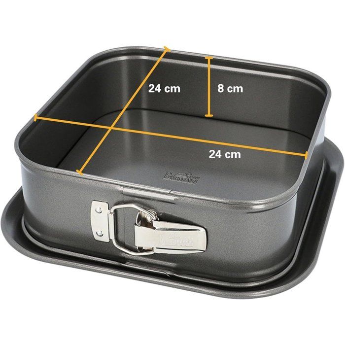 BIRKMANN Square Baking Tin - Removable Base - Carbon Steel - Non-stick - 24 x 24 x 8 cm