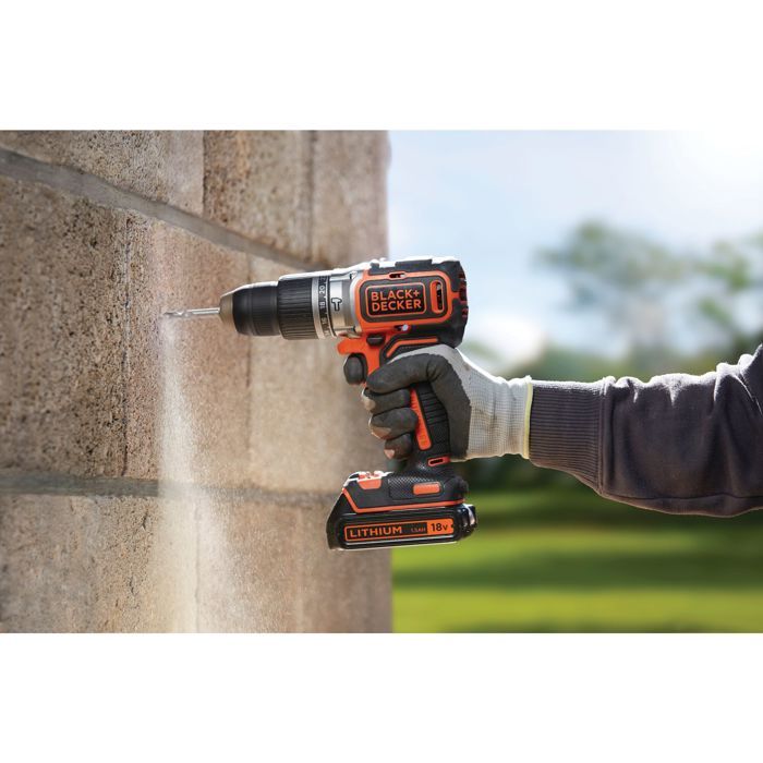 BLACK+DECKER Cordless Hammer Drill - 18V - 2 Batteries (2.5Ah & 4Ah) - 50 Accessories - BL188ME2SA-QW