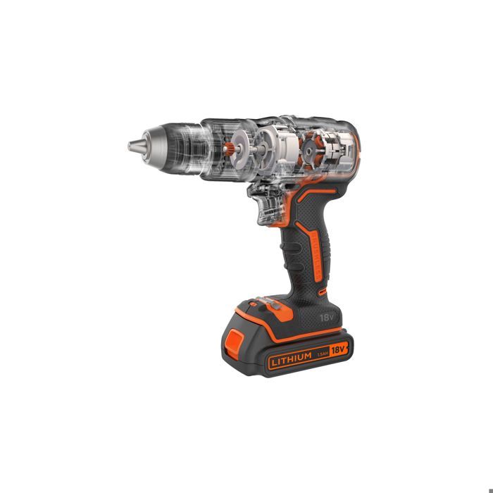 BLACK+DECKER Cordless Hammer Drill - 18V - 2 Batteries (2.5Ah & 4Ah) - 50 Accessories - BL188ME2SA-QW