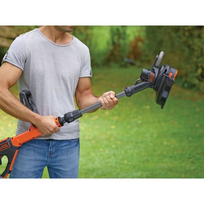BLACK+DECKER Electric Grass Trimmer - 18V - 28 cm - With 18V Battery - 2 Speeds - 180° Pivoting Head STC1820EPC-QW