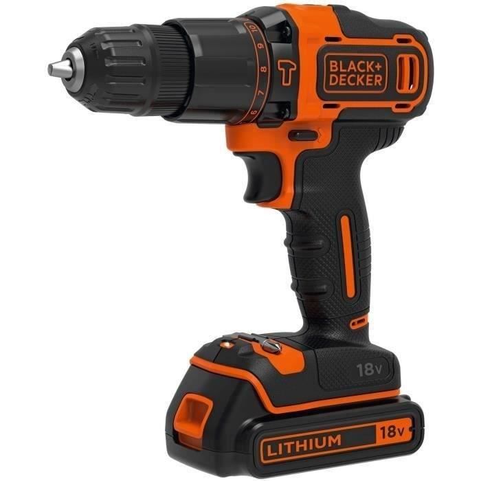 BLACK+DECKER Cordless Hammer Drill 18V with 1.5Ah Battery, Charger & 32-Piece Accessory Kit - BDCHD18S32-QW