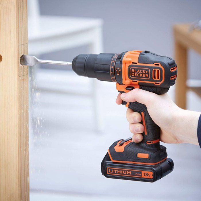 BLACK+DECKER Cordless Hammer Drill and Jigsaw Kit 18V with Battery - BCK22S1S-QW