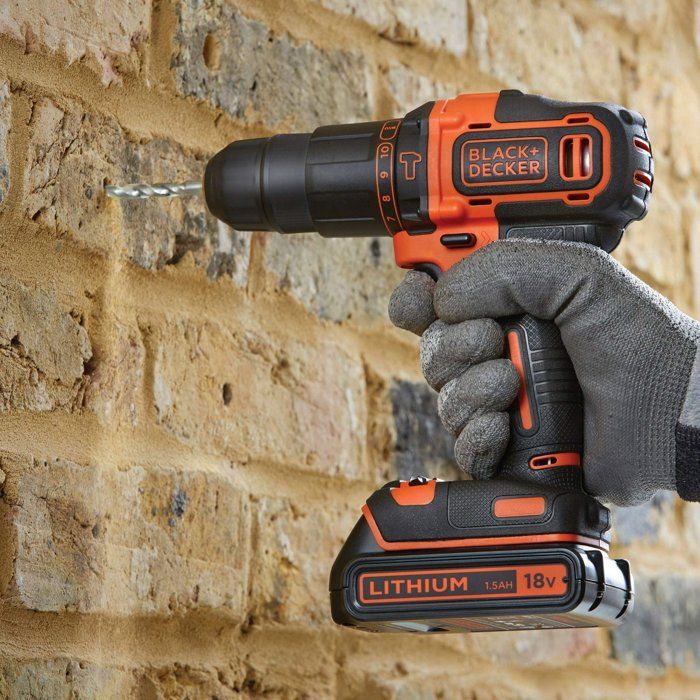 BLACK+DECKER Cordless Hammer Drill and Jigsaw Kit 18V with Battery - BCK22S1S-QW