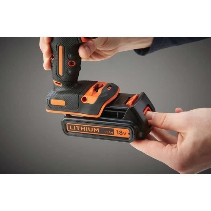 Perceuse a percussion sans fil - 18V - BLACK+DECKER - BDCHD18C2TA-QW  avec 2 batteries 18V  30 accessoires