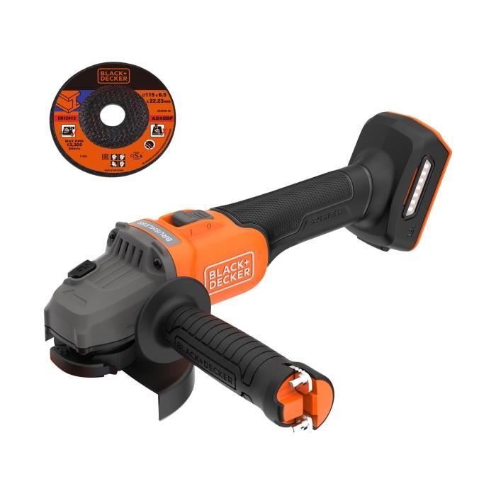 BLACK&DECKER Cordless Angle Grinder - BCG6L8N-XJ - Brushless - 18V - 115 mm - Battery Not Included