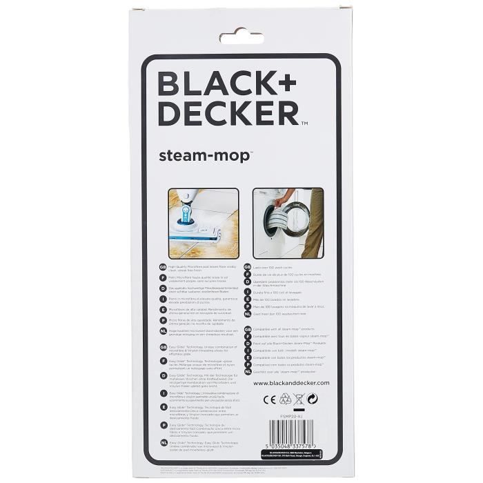 BLACK & DECKER Steam Mop Pads - 2 Microfiber Pads - Easy Glide Technology - Compatible with Steam Mop FSMP20