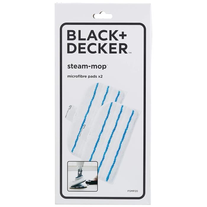 BLACK & DECKER Steam Mop Pads - 2 Microfiber Pads - Easy Glide Technology - Compatible with Steam Mop FSMP20