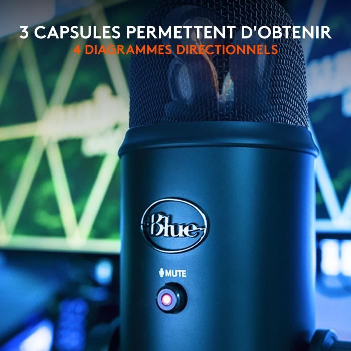 Blue Yeti USB Microphone - Recording, Streaming, Gaming, Podcast - PC/Mac - Black