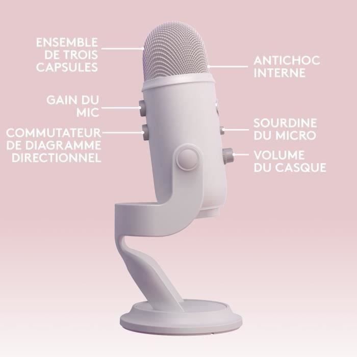 Blue Yeti Premium USB Microphone - Recording, Streaming, Gaming, Podcast - PC/Mac - White Mist