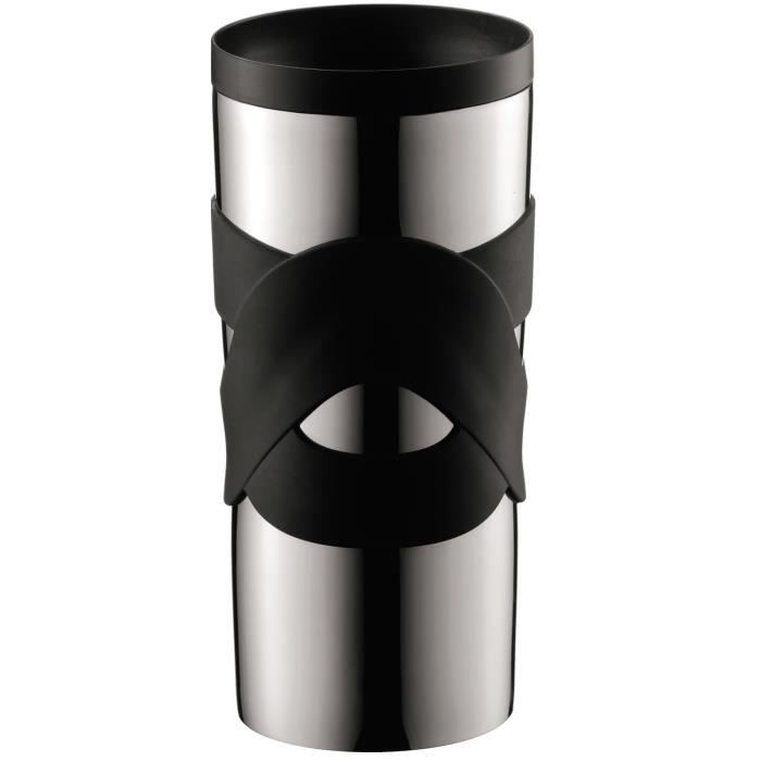BODUM Insulated Travel Mug - Double-Walled Stainless Steel - Airtight Screw-On Lid - 0.35 L - Black