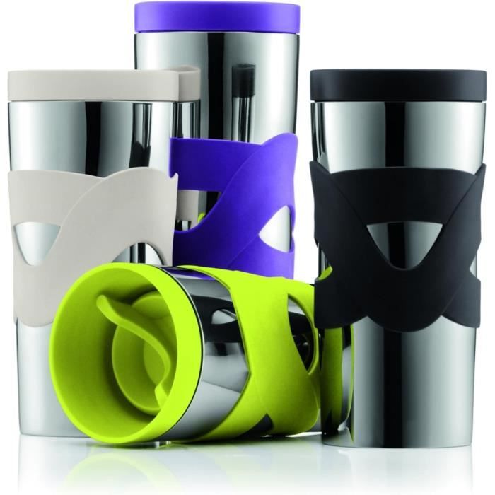 BODUM Insulated Travel Mug - Double-Walled Stainless Steel - Airtight Screw-On Lid - 0.35 L - Black