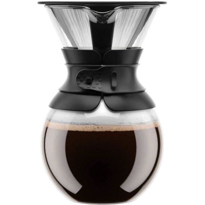 BODUM POUR OVER Coffee Maker, 1.0 L, 8 Cups, Permanent Stainless Steel Mesh Filter