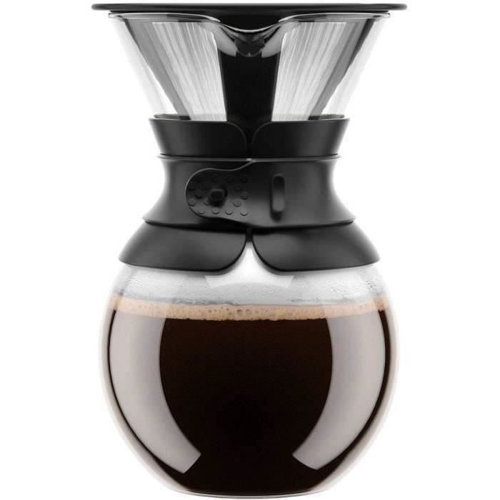 BODUM POUR OVER Coffee Maker, 1.0 L, 8 Cups, Permanent Stainless Steel Mesh Filter