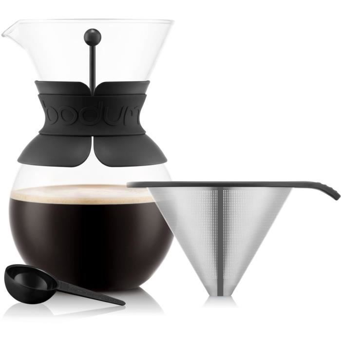 BODUM POUR OVER Coffee Maker, 1.0 L, 8 Cups, Permanent Stainless Steel Mesh Filter