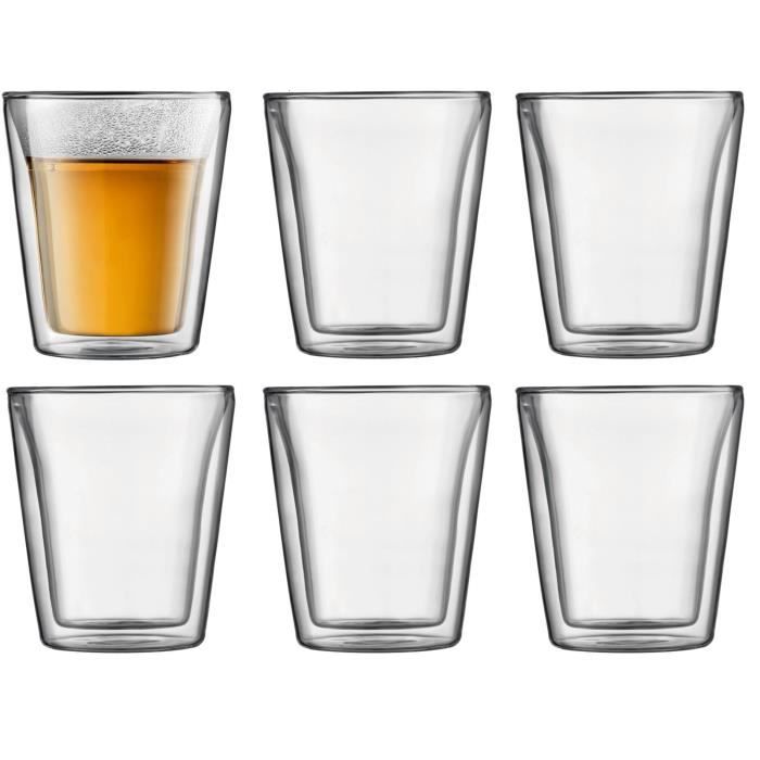 Set of 6 thermo glasses - BODUM - Canteen - Double wall - 0.2 l - Transparent