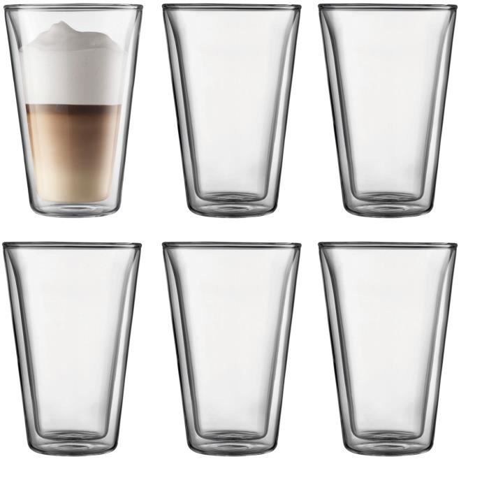 Set of 6 thermo glasses - BODUM - Canteen - Double wall - 0.4 l - Transparent