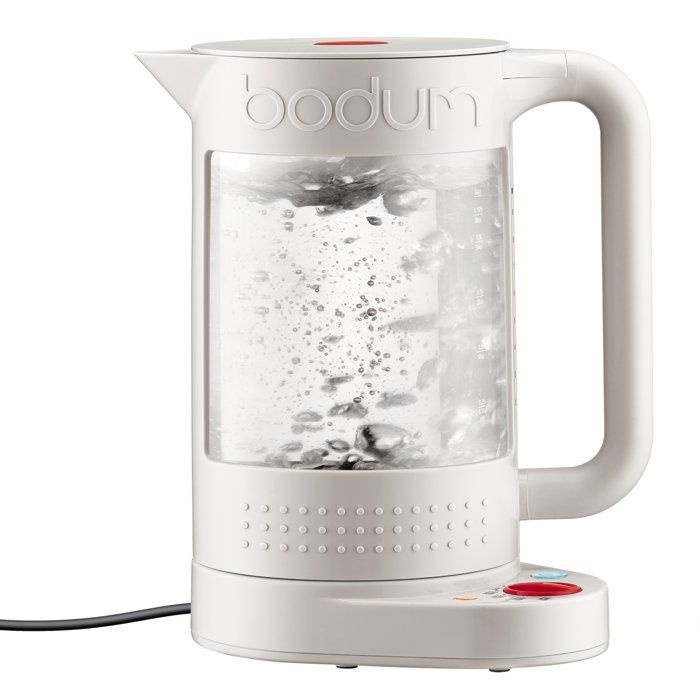 BODUM BISTRO Double-walled Electric Kettle - 1.1 L - 1500 W - 5 Temperature Settings - Glass Interior - White