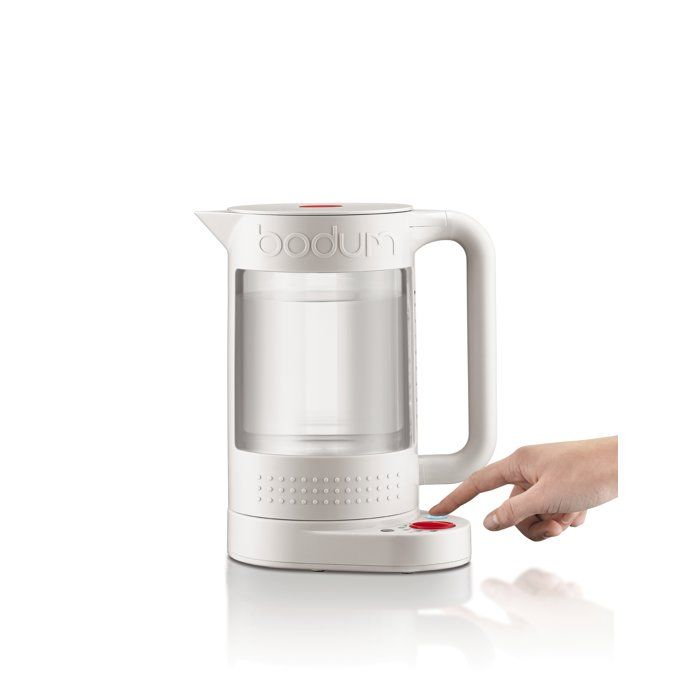 BODUM BISTRO Double-walled Electric Kettle - 1.1 L - 1500 W - 5 Temperature Settings - Glass Interior - White