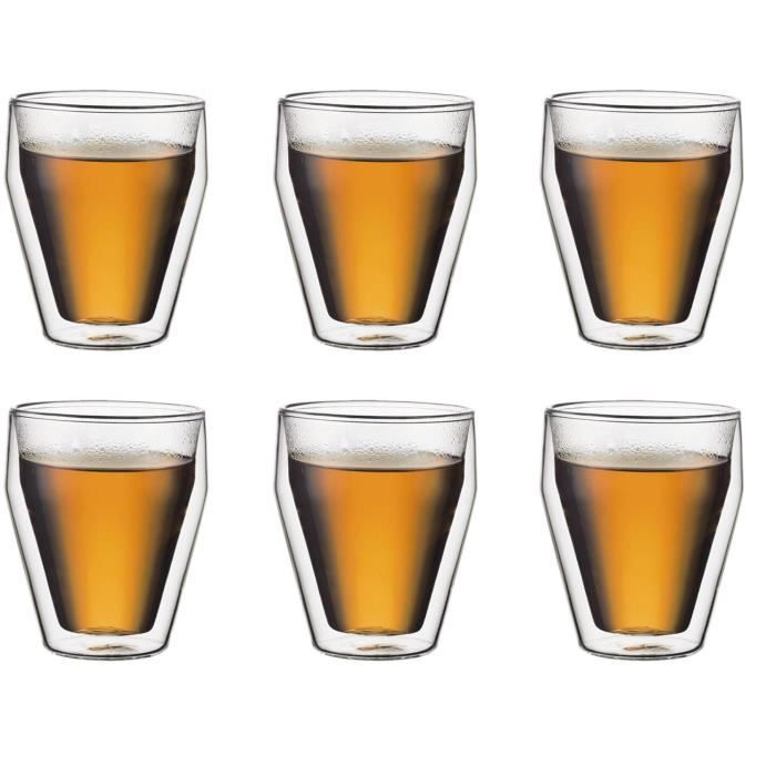 BODUM Titlis Thermo Glasses Set of 6 - Double Wall - 0.25 l - Transparent