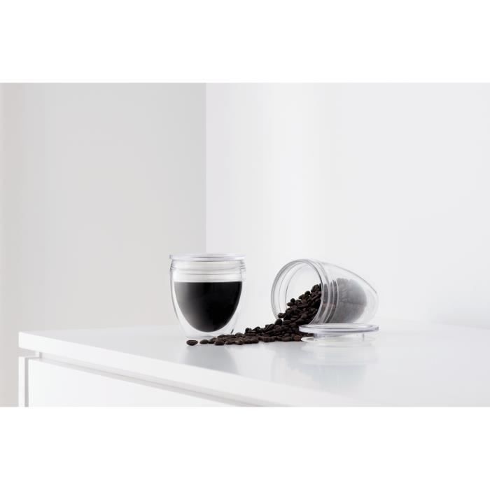 BODUM Pavina To Go Cups Set of 2 - Double-Walled Plastic - Airtight Lid - 30 cl - Transparent