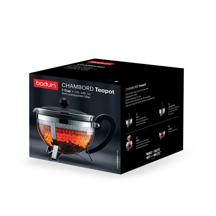 Théiere - BODUM - Chamboard - Tamis plastique - 1 l - Noir
