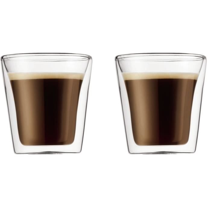 BODUM Canteen Glasses Set of 2 - Double Wall - 0.1 l - Transparent