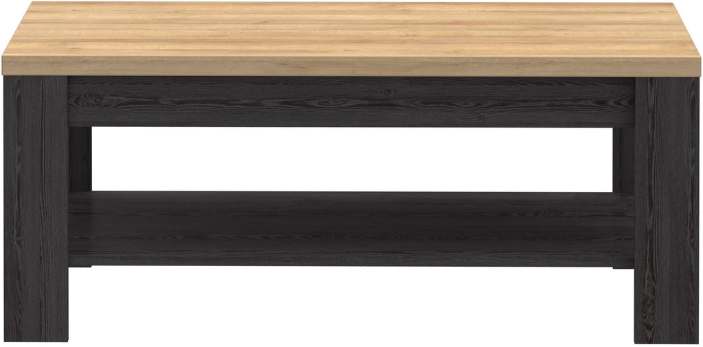 BOHOL Rectangular Coffee Table - Black & Beige Oak - W 100 × D 60 × H 45.7 cm