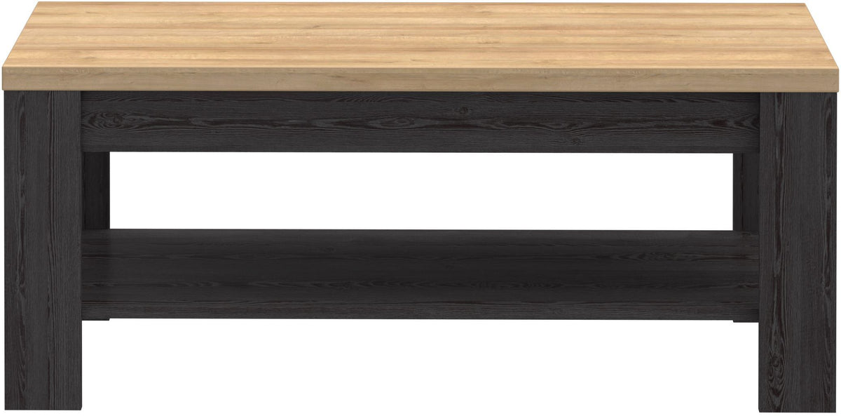 BOHOL Rectangular Coffee Table - Black & Beige Oak - W 100 × D 60 × H 45.7 cm