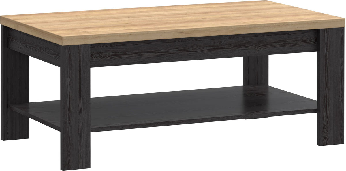 BOHOL Rectangular Coffee Table - Black & Beige Oak - W 100 × D 60 × H 45.7 cm
