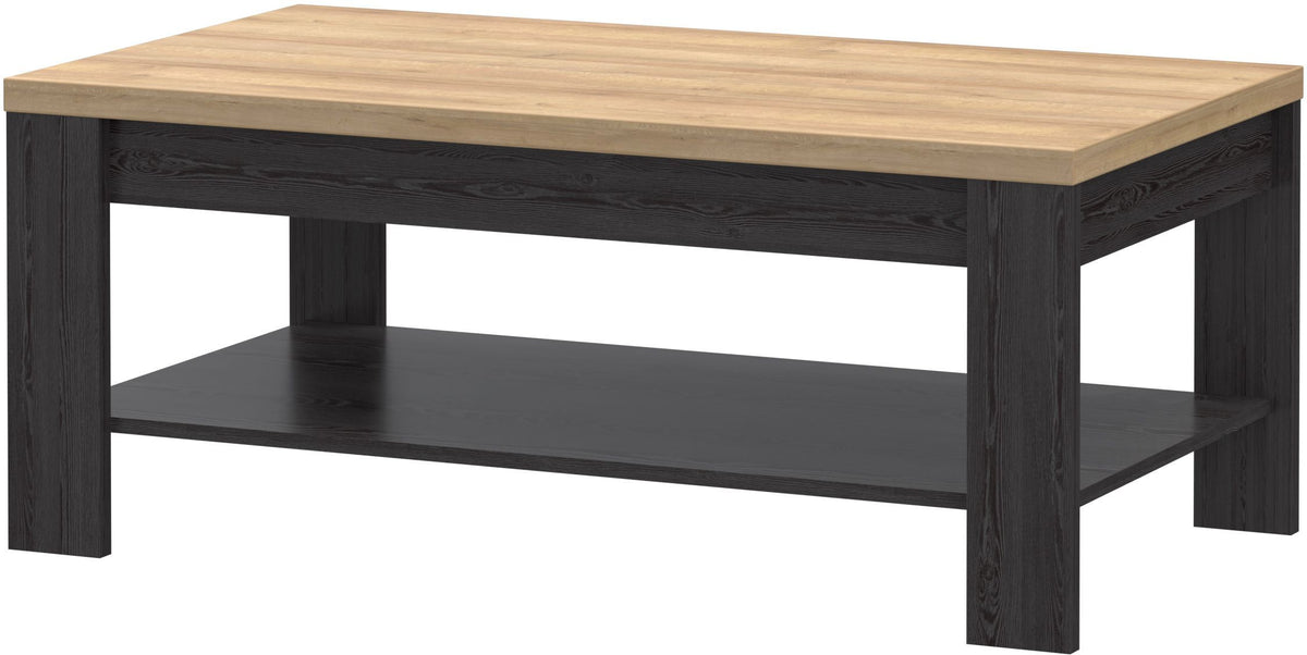 BOHOL Rectangular Coffee Table - Black & Beige Oak - W 100 × D 60 × H 45.7 cm