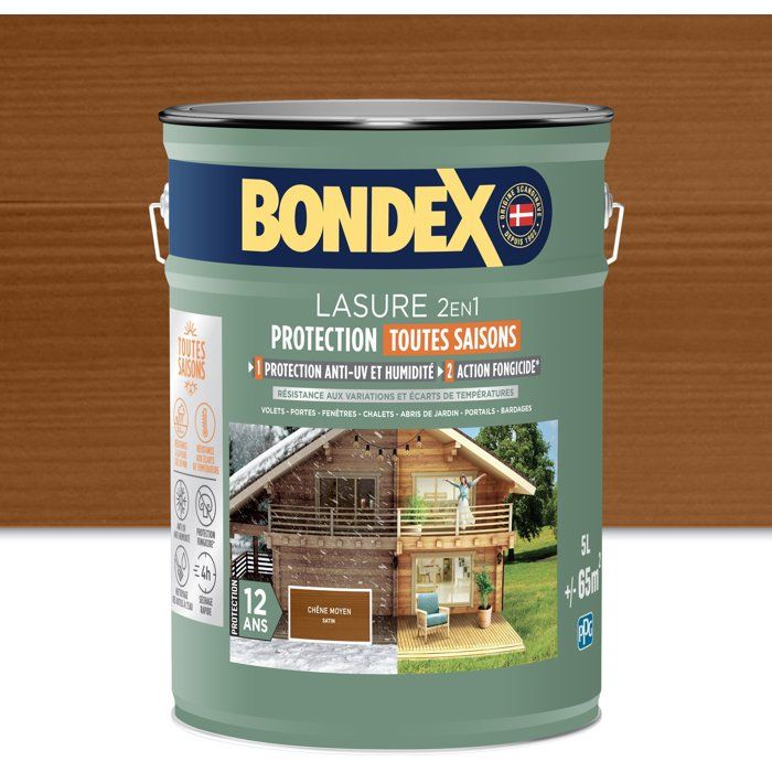 Bondex - 2-in-1 Exterior Wood Stain - 5 L - Dark Oak - Satin Finish - 12-Year Protection
