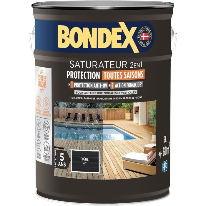 BONDEX 2-in-1 Saturator - Plain Mat - 5 L - UV Resistant - Anti-Greying