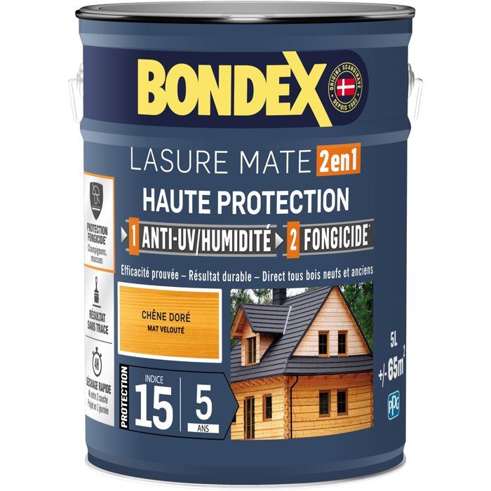 BONDEX 2 in 1 High Protection Stain - Satin Golden Oak - 5 L