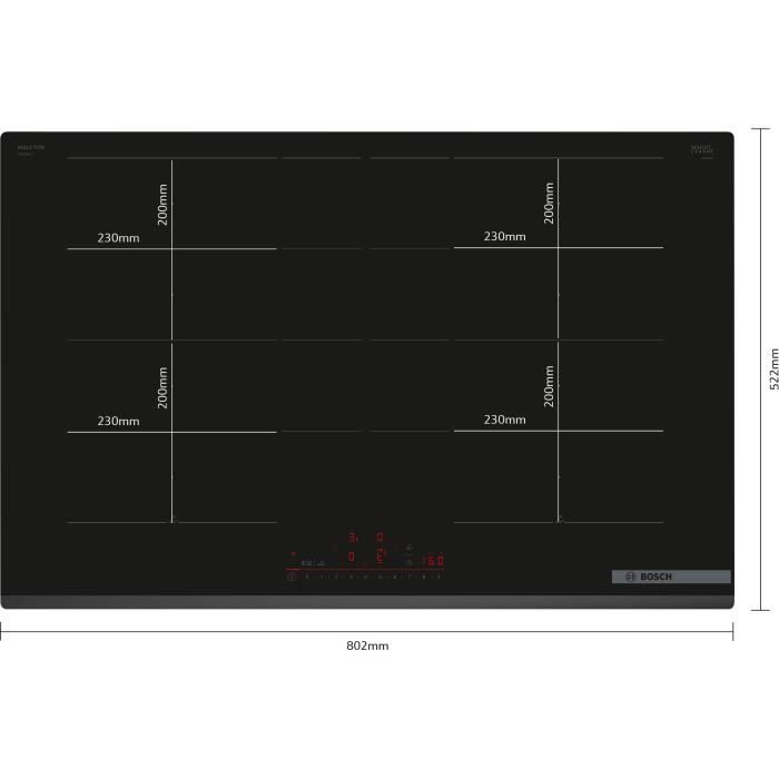 Bosch Induction Hob - 4 Burners - 80 cm - 7400W - Black - PXY83KHC1E