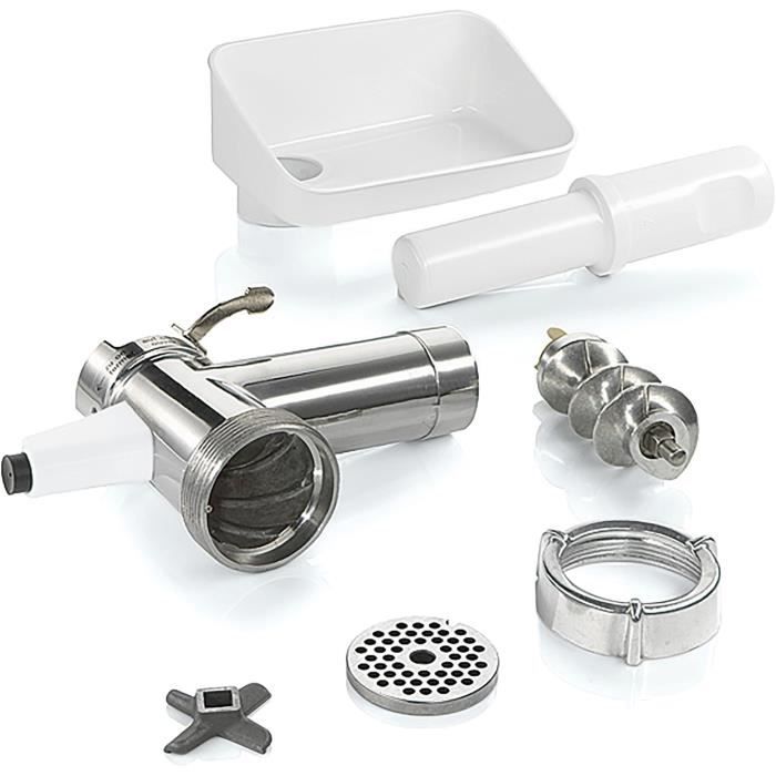 BOSCH Meat Grinder Attachment - MUZS2FWW - White - Satin Steel - Compatible with MUM Serie 2