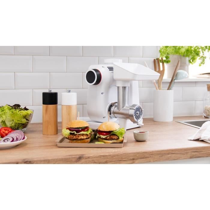 BOSCH Meat Grinder Attachment - MUZS2FWW - White - Satin Steel - Compatible with MUM Serie 2