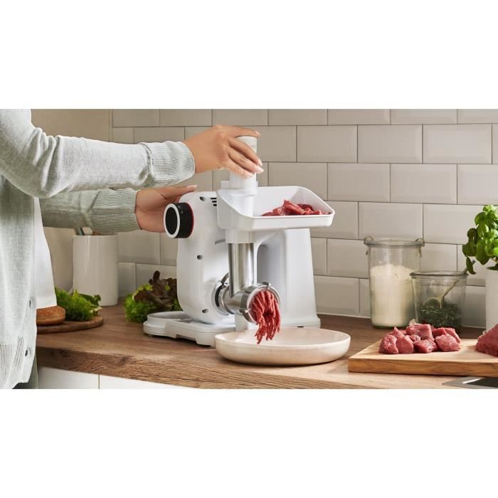 BOSCH Meat Grinder Attachment - MUZS2FWW - White - Satin Steel - Compatible with MUM Serie 2