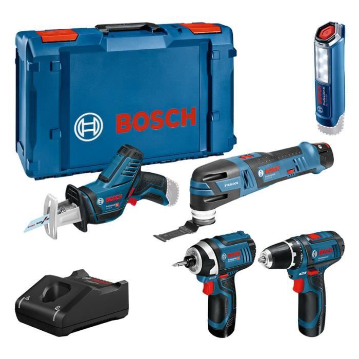Bosch Professional 5-Piece Tool Set: GSR 12V15, GOP 12V28, GDR 12V105, GSA 12V14, GLI 12V300 5-teilige 0Ah-Akkus 12V-40-La