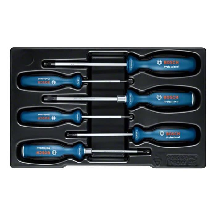 BOSCH Professional 6-Piece Screwdriver Set - High-Quality Metal Shafts - Soft-Grip Coating