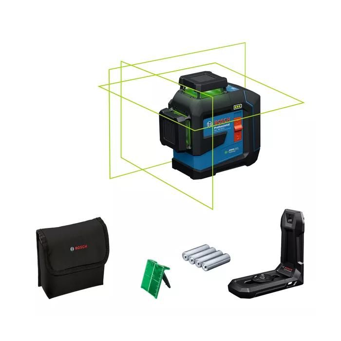BOSCH GLL 80-33 G Professional Line Laser - 3 Planes - IP65 - Includes 4 AA Batteries LR6