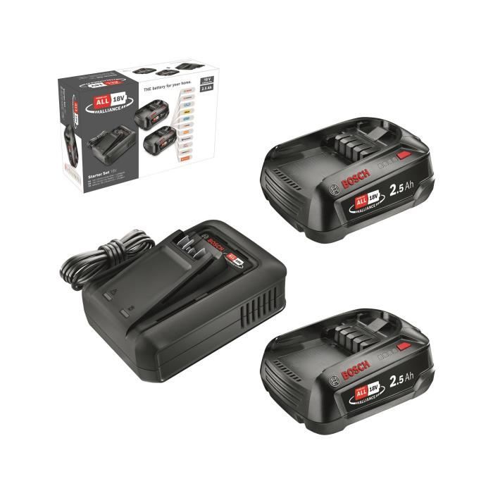 Bosch POWER FOR ALL 18V Starter Set, 2 Batteries 2.5Ah + Charger AL 18V-44