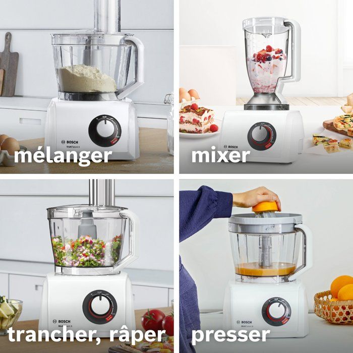 BOSCH Multifunctional Food Processor - B1EMC812S8 - 1250W - 3.9 L Bowl - White/Stainless Steel