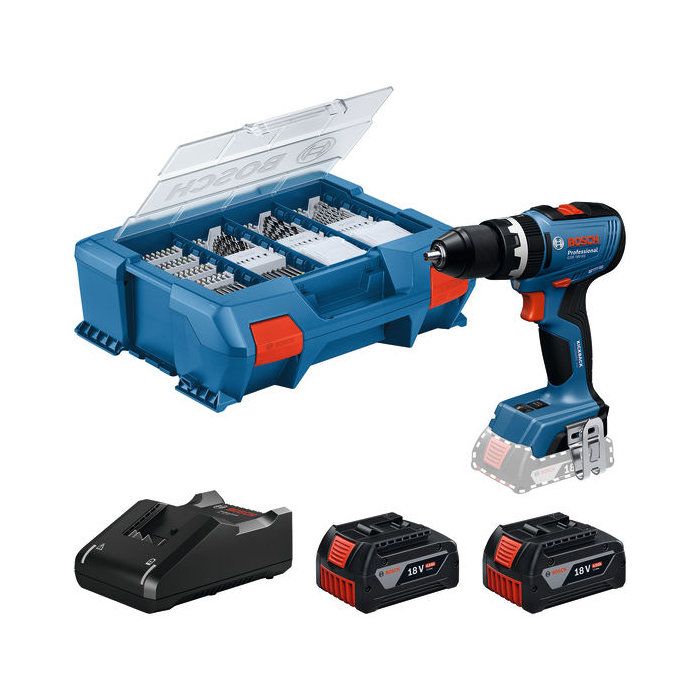 BOSCH PROFESSIONAL Cordless Impact Drill - GSB 18V-65 - 18V - With 2 GBA 18V 4.0Ah Batteries + GAL 18V-40 Charger, L-Case