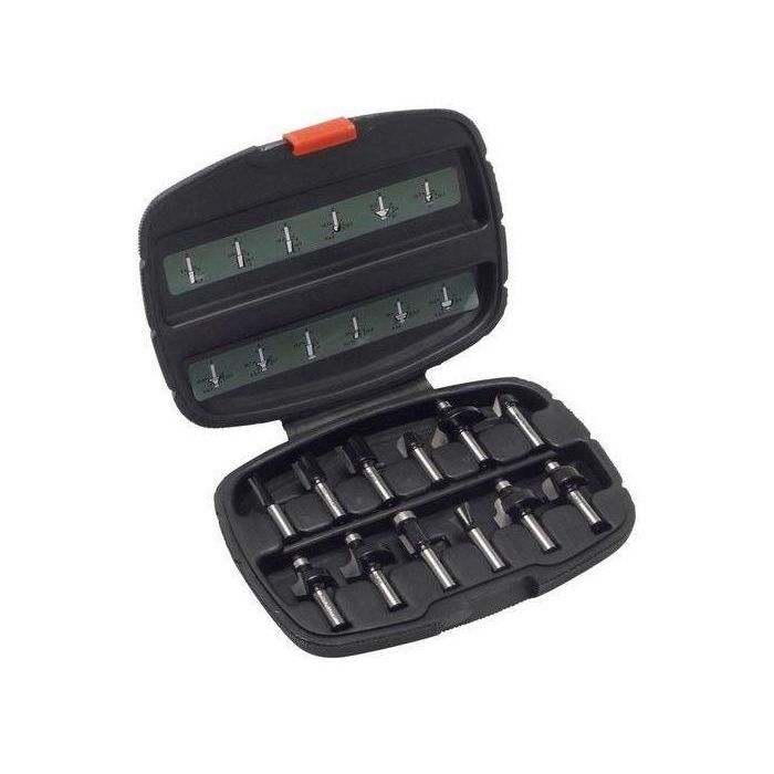 Bosch 12-piece Carbide Router Bit Set for Wood, 8 mm Shank