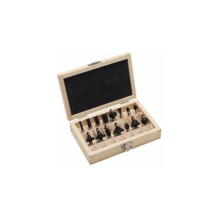 BOSCH Set of 15 Carbide Burrs - 8 mm Shank - Grey