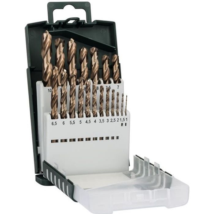 BOSCH HSS-Cobalt Drill Bit Set - 19 Pieces - Total Length: 200 mm