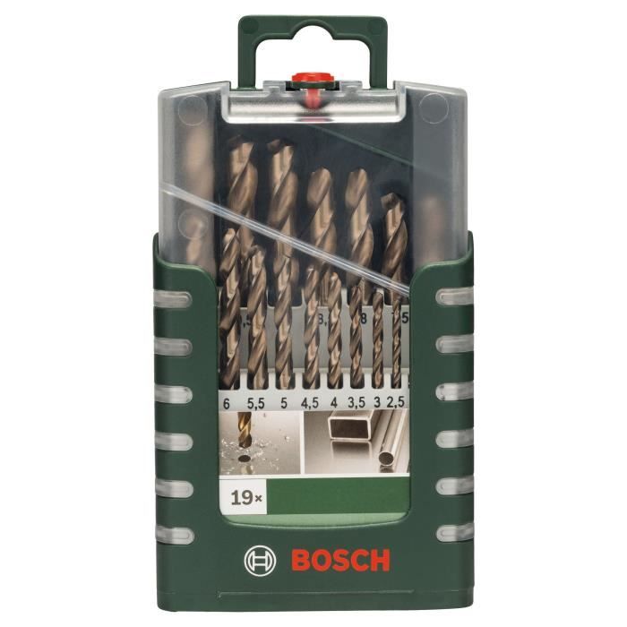 BOSCH HSS-Cobalt Drill Bit Set - 19 Pieces - Total Length: 200 mm