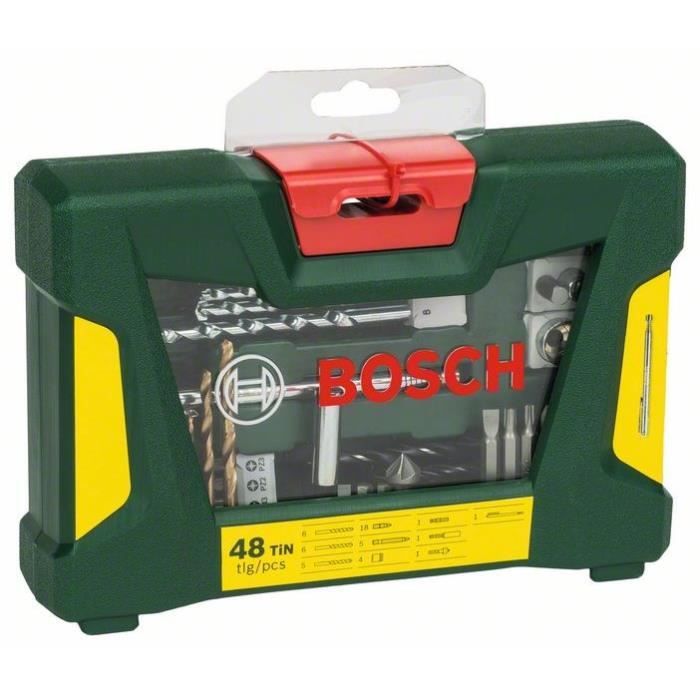 Coffret V-Line 48 pieces de forets et d'embouts TiN avec tige magnétique - BOSCH