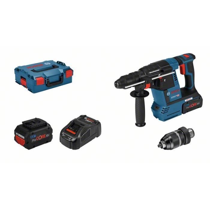 Bosch Professional Cordless Rotary Hammer Drill GBH 18V-26F + 2 ProCore 5.5Ah Batteries