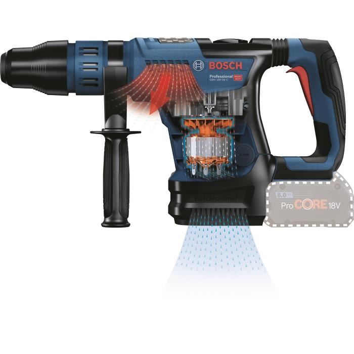 Perforateur SDS-Max Bosch Professional Biturbo 18V-36C GBH + 7J, 0-2900 cps/min (sans batterie ni chargeur) + Coffret  0611915001